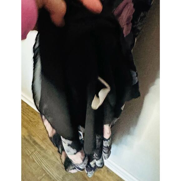 Nicholas Black Purple Floral 100% Silk Square Neckline A-Line Maxi Dress size 10 - Picture 14 of 14